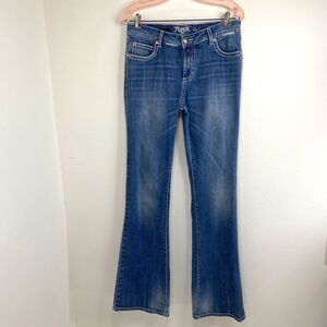 Wrangler Rock 47 Blue Jeans 9 32 X 36 Flared Embellished Pockets Low Rise 9.5"
